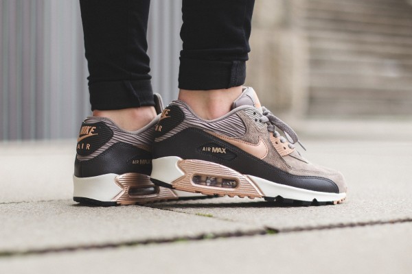 Nike WMNS Air Max 90 Leather - Iron/Metallic Red Bronze-Dark Storm-Sail 3